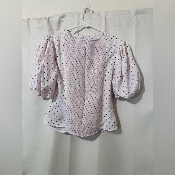 J. Crew Cream Polka Dot Puff Sleeve Blouse - Picture 8 of 9